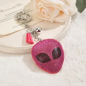 Strass Alien Sleutelhanger Schitterende Tasbedel Roze Kwastje Sleutelhanger Accessoire