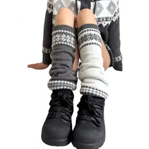 Automne hiver jambières en tricot flocon de neige nordique épais réversible confortable