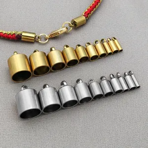 Stainless Steel Cord Ends Caps Cylindrical Leather Tassel Caps Findings Plated Ends Connector For Jewelry Making Bracelet Necklace DIY Connectors Accessories TA398