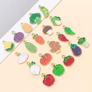 Cute enamel vegetable charms mixed styles metal alloy DIY jewelry making pendants 20pcs