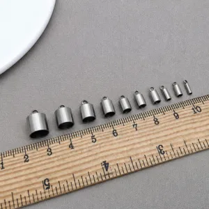Stainless steel cord ends jewelry connectors with various size options for DIY craft.