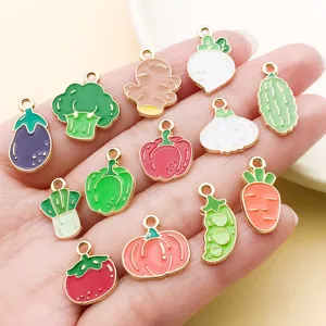 Colorful enamel vegetable charms set, zinc alloy DIY jewelry pendant accessories for necklace.