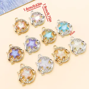 DIY etoile lune alliage cristal pendentif charme pour collier bracelet fait main bijoux f