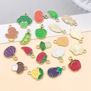 Cute enamel vegetable charms alloy DIY jewelry making pendants bulk wholesale assortment.