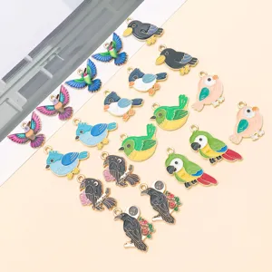 Enamel cartoon bird charms set, alloy DIY jewelry pendant accessories for necklace keychain.