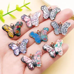 16.5x22mm Ciondoli a farfalla in smalto lega per gioielli fai da te portachiavi accessori