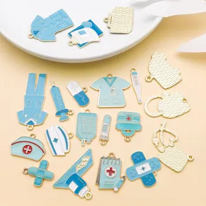 Blue oil drop medical series alloy pendant charms DIY handmade jewelry accessories set.