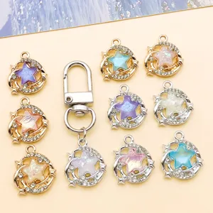 19x16mm Pendentif Étoile Lune Alliage Strass UV DIY Bijoux Collier Bracelet Access
