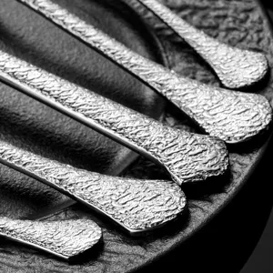 Hammered stainless steel flatware set modern luxury spoon fork kitchen dining table tableware