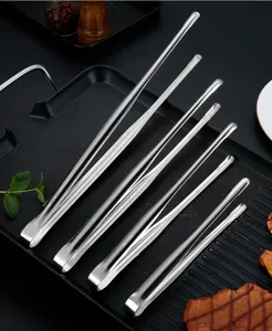 Stainless steel food tongs long barbecue tongs for steak buffet Korean BBQ grill