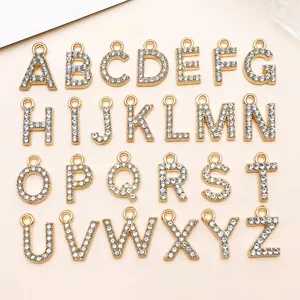 Ciondoli Alfabeto Strass Charms Lettere Iniziali in Lega Per Fai-da-te Produzione Gioielli Accessori per Collana Bracciale Orecchini