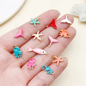 Bunte Emaillierte Meeres Anhänger Edelstahl Seestern Oktopus DIY Schmuck Zubehör Teile