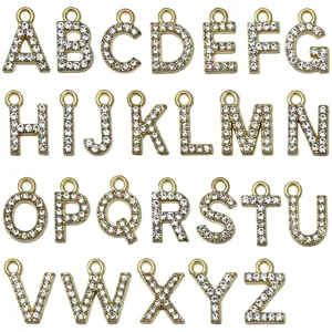 Ciondoli in lega 26 lettere inglesi strass oro KC per accessori di gioielleria fai da te.
