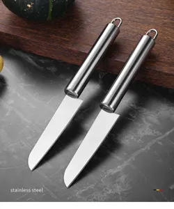 Edelstahl-Fruchtmesser Detailansicht mit scharfer Klinge und Griff für die Küchennutzung.