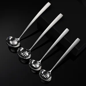 304 Stainless Steel Hammered Soup Spoon Colander Thickened Japanese Style Long Handle Kitchen Cooking Utensil