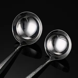 Stainless steel hammered soup ladle and hot pot spoon for home kitchen cooking and hotel use