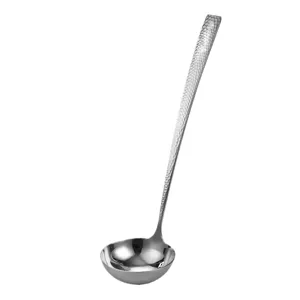 Premium 304 stainless steel hammered soup ladle for kitchen and hot pot use, elegant design.