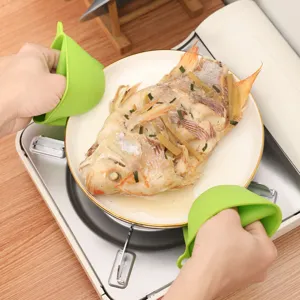 Silicone mini mitts heat resistant pinch grips pot holders kitchen cooking tool red hot plates