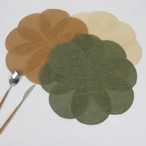 Modern Woven Paper Placemat Petal Shaped Patchwork Table Mat Heat Insulating Pot Bowl Cup Coaster Table Decoration For Kitchen Dining