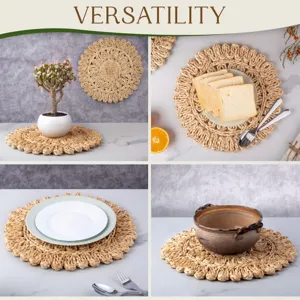 Handgemaakte maisblad geweven ronde placemat natuurlijketafelmat voor eetkamer huisdecoratie keuken