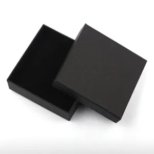 Black cardboard jewelry gift box with velvet insert for ring necklace packaging display