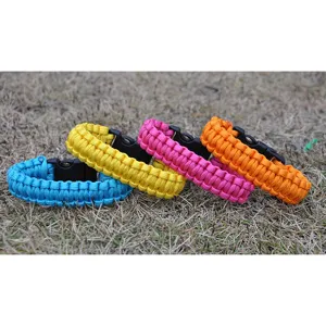 Colorful 7-core paracord survival bracelet with plastic buckle outdoor gear main view