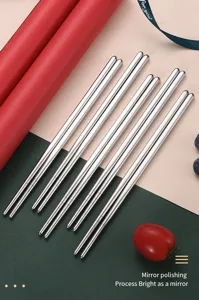 Vista dettagliata delle bacchette rotonde in metallo in acciaio inox con design antiscivolo.
