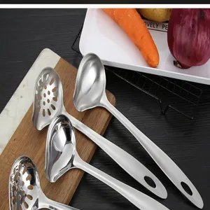 Stainless steel kitchen utensil set soup spoon colander slant mouth oil spoon cooking tools