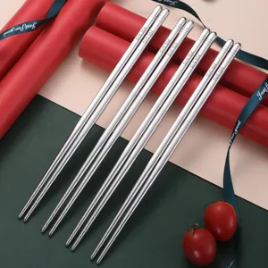 Bacchette in acciaio inossidabile tonde metallo antiscivolo riutilizzabili cucina.