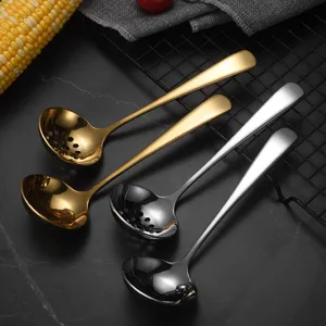 304 Stainless Steel Hot Pot Soup Spoon and Slotted Spoon Set with Mirror Finish
