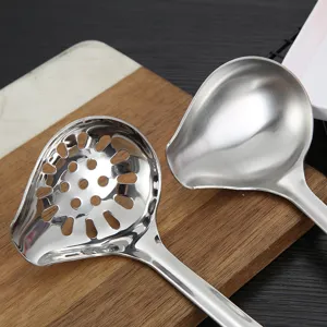 Stainless steel slant oil spoon soup ladle colander set for hot pot kitchenware