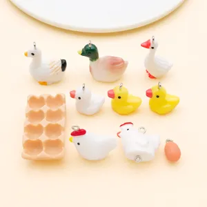 Resin miniature animal duck chick charms DIY jewelry accessories set for craft decoration