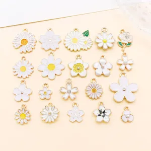 DIY Druppelolie Legering Bloem Bedeltjes Witte Lelie Madeliefje Kersenbloesem Hanger Voor Armband Sleutelhanger Sieraden Maken Accessoires