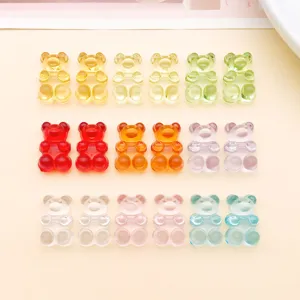 Mixed color 19x12mm acrylic transparent bear bead pendant charms for DIY jewelry making accessories.