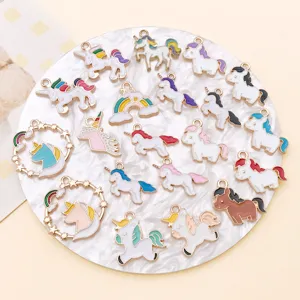 Cute enamel unicorn alloy charms DIY jewelry pendants for necklaces and bracelets making accessories