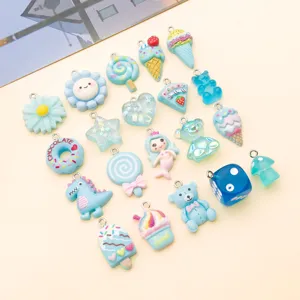 Lake blue resin charms pendants mixed cute styles DIY jewelry accessories for handmade crafts