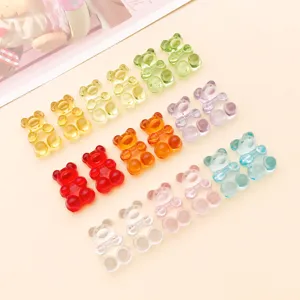 Mixed color acrylic transparent bear charms 19x12mm flat back beads for DIY handmade jewelry