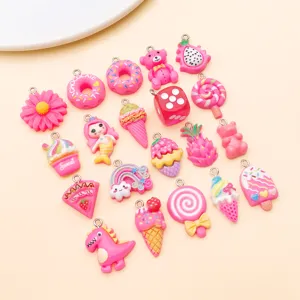Dijes de resina rosa bonitos accesorios para hacer joyas de bricolaje pulseras collares