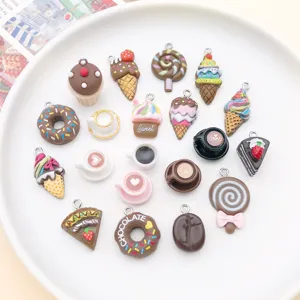 Resin food simulation donut ice cream lollipop cake charms DIY bracelet necklace accessories