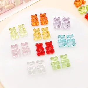 Colorful acrylic transparent bear charms 19x12mm DIY handmade jewelry pendant accessories detail shot