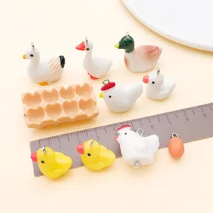 Mini resin animal duck goose egg charms DIY jewelry making accessories cute craft pendants