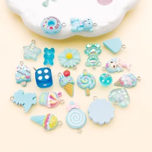 Mixed blue resin charm pendants cute cartoon DIY jewelry making accessories set of twenty