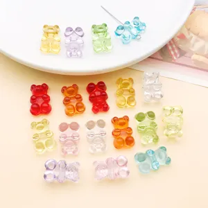Detailed view of colorful 19x12mm acrylic transparent gummy bear beads for DIY jewelry making charm.