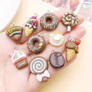 Mini resin dessert charms donuts lollipops pendants DIY jewelry making accessories