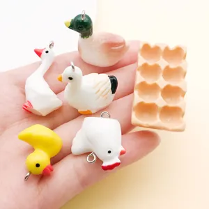 Resin mini simulation duck goose egg tray charms DIY jewelry accessories pendants