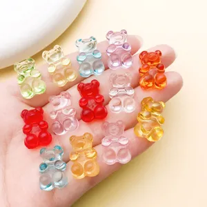Mixed color 19x12mm transparent acrylic bear charm bead detail showing rich glossy colors.