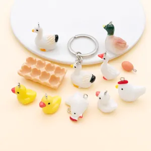 Resin mini cute duck goose animal charms keychain pendants DIY jewelry accessories making supply