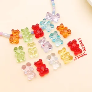 Mixed color 19x12mm acrylic transparent bear beads pendant DIY handmade jewelry accessories