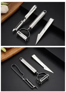 Edelstahl multifunktionaler Gemüseschäler Küche Obst Schaber Set mit 3 Stück neu.