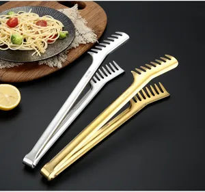 Stainless steel pasta tongs kitchen food serving tongs BBQ steak grill tongs set